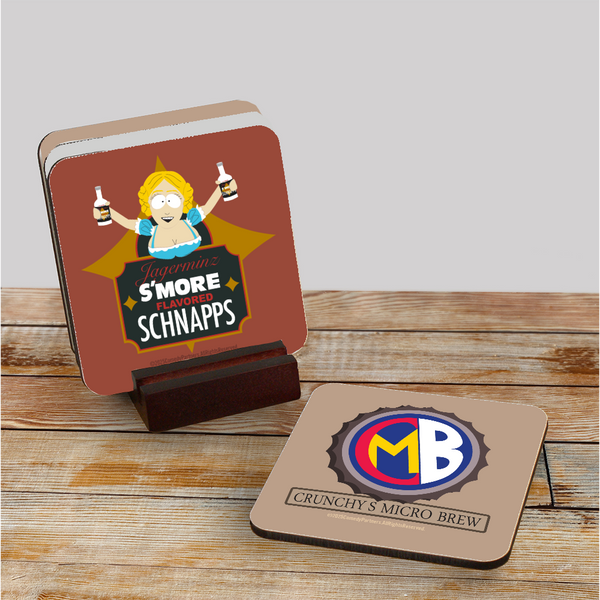 South Park Drink Coasters with Mahogany Holder