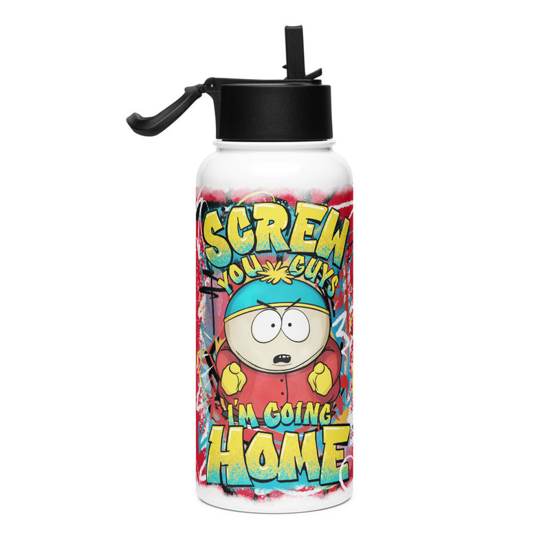 South Park Cartman Screw You Guys Stainless Steel Water Bottle with a Straw Lid
