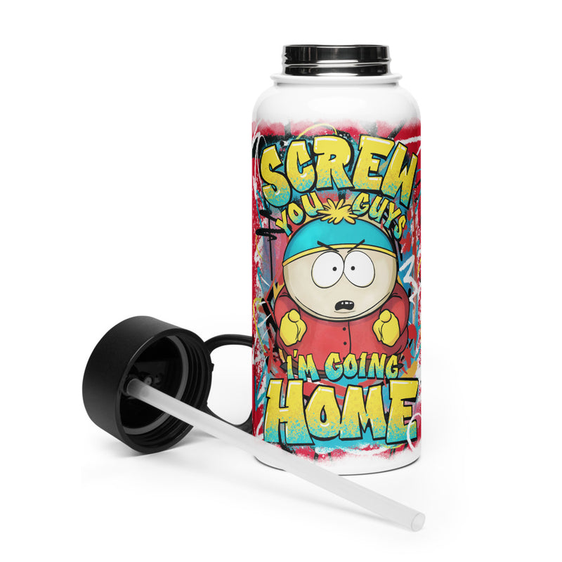 South Park Cartman Screw You Guys Stainless Steel Water Bottle with a Straw Lid