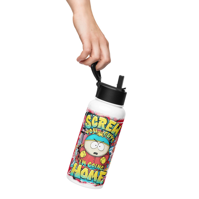 South Park Cartman Screw You Guys Stainless Steel Water Bottle with a Straw Lid